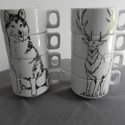 REF 3650 ENSEMBRE 4 TASSES ANIMAUX