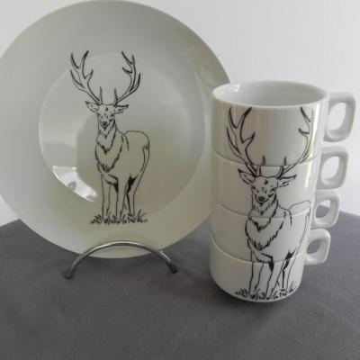 REF 8541 ASSIETTE REF 3650 LES 4 TASSES CERF DEBOUT